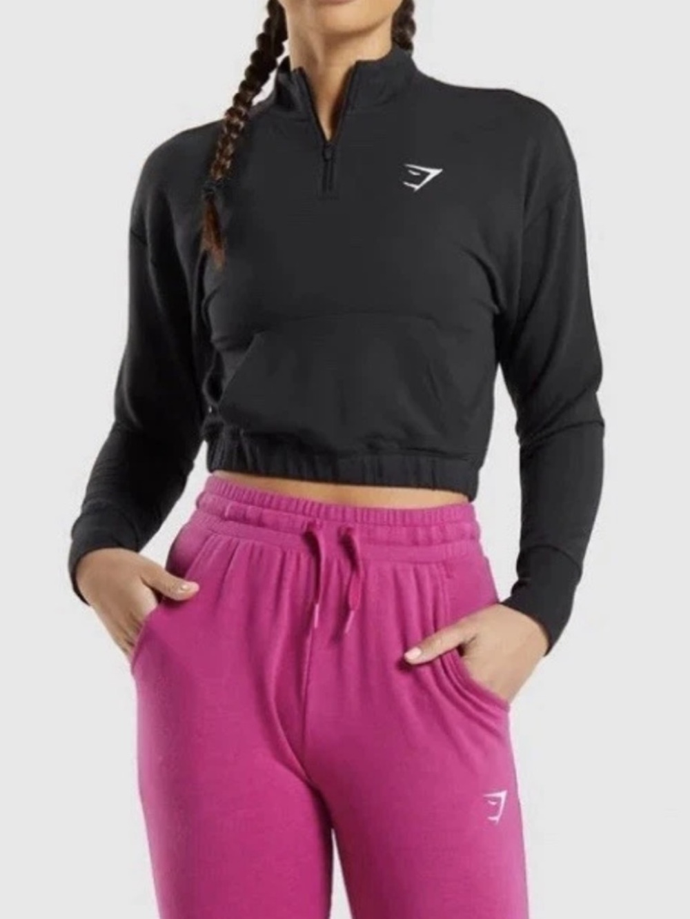 Gymshark Training Pippa Pullover Cropped 1/4 Zip Sweatshirt Women’s XS Black